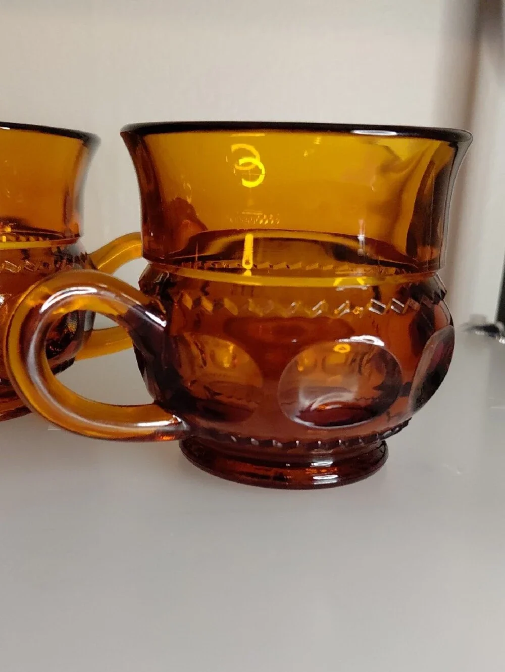 Amber Glass Creamer and Sugar Set - Vintage Style